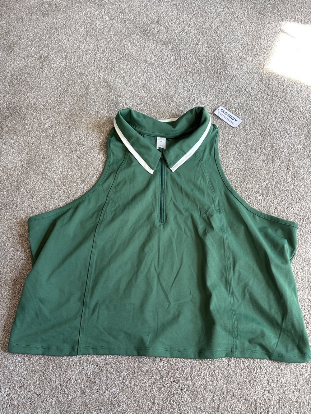 Old Navy Green Sleeveless Polo Tank with White Collar Trim, XXL (166)